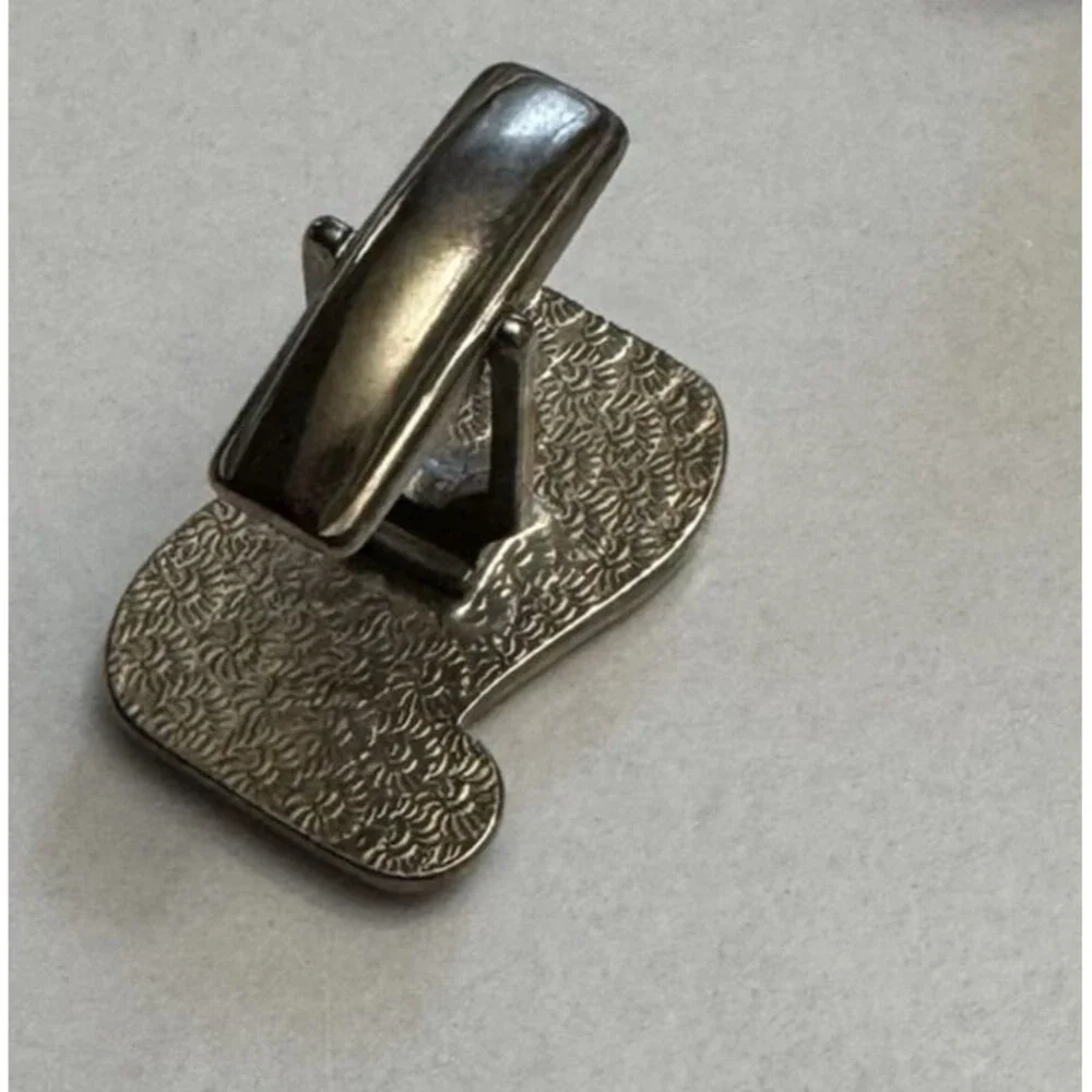 Vintage Silver Tone Cufflinks & Tie Clip Set Scroll Design Men’s Formal